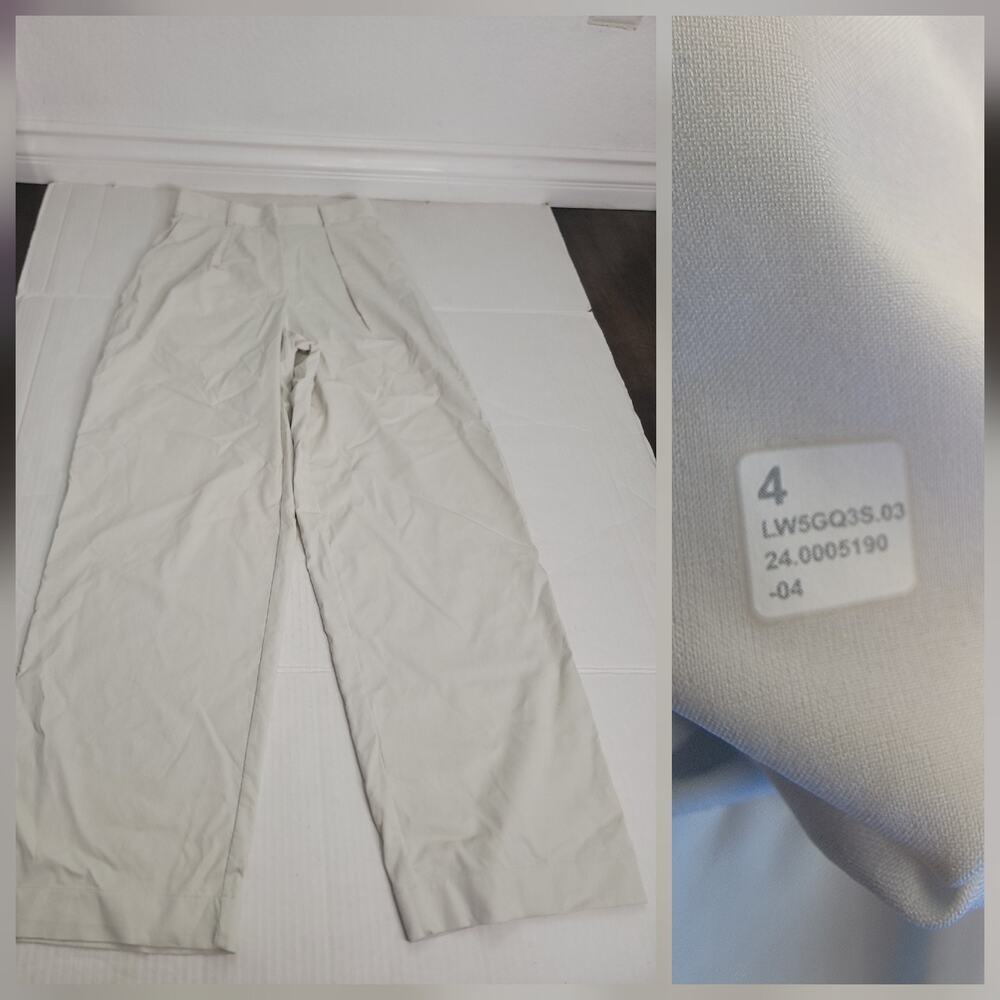 Lululemon Trouser Pants Womens Sz 4 Pleat Front High Rise Office Siren In Bone